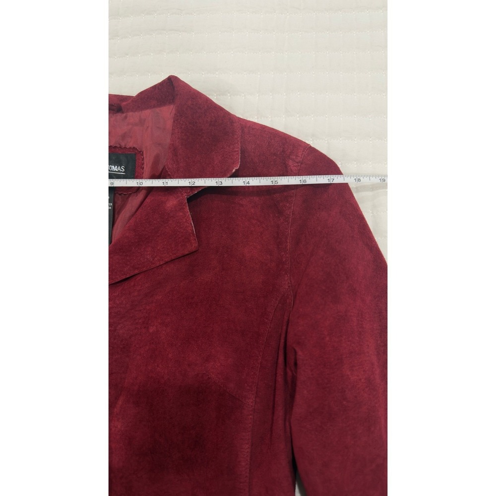 Vintage Brandon‎ Thomas Burgundy Red Suede Leather Blazer Jacket Womens M - Picture 5 of 8